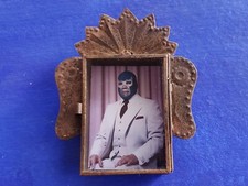Rustic Mexican tin nicho Mexican Wrestling lucha libre blue demon wall hanging