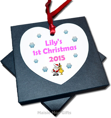 Personalisiertes Baby's 1. First Christmas Hänge Herz Baumschmuck Dekoration