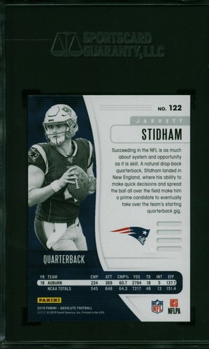 Jarrett Stidham 2019 Panini Absolute #122 SGC 9.5 MT+ - Picture 2 of 2