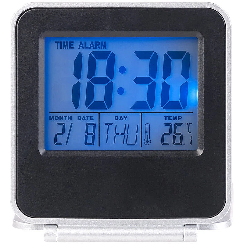 PEARL Kompakter Digital-Reisewecker mit Thermometer, Kalender und Timer - Bild 4 von 4