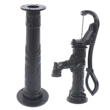 26 ft Retro Hand Crank Water Pump Boost Cast Iron Well Pump Raised Base Fountain