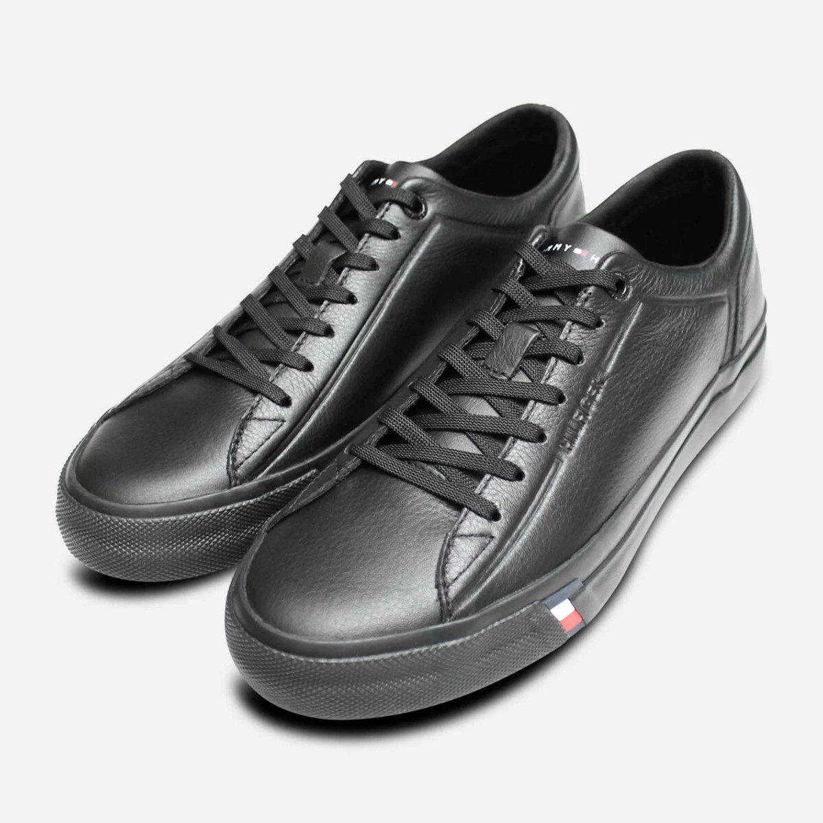 Black Lace Up Leather Tommy Hilfiger Sneakers eBay