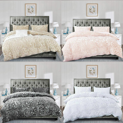 3 Stück Presse Samt Bettbezug Luxus Bettwäsche Set Double King Super King Size