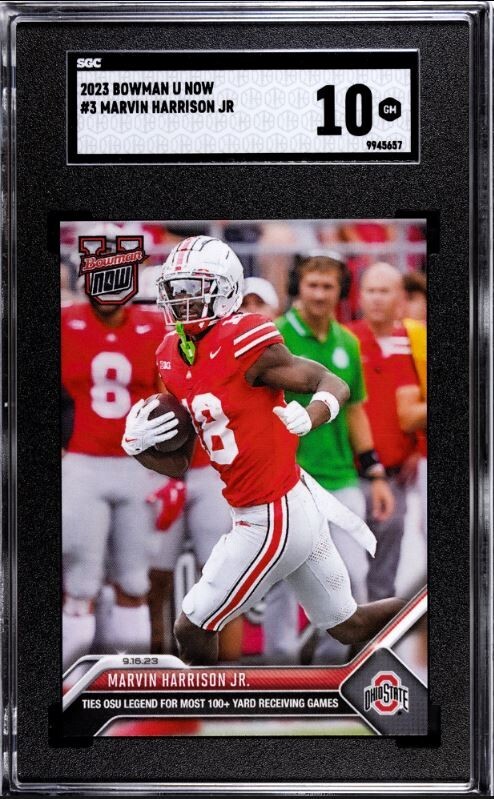 Marvin Harrison Jr 2023 Bowman U Now Card 3 SGC 10 Low POP Arizona Cardinals