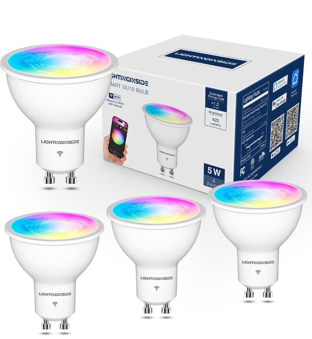 GU10 Smart Light Bulbs 50W Equivalent, 38°Beam Angle, Smart Bulb, App Control-image