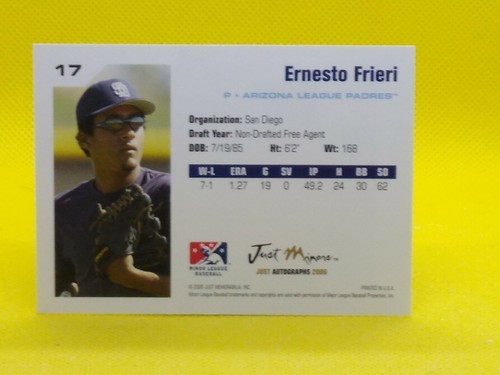 Ernesto Frieri 2006 Just Minors ROOKIE #17 (PERSONAL AUTO) San Diego Padres - Picture 2 of 2