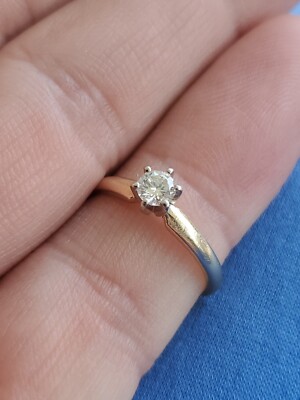 BLUE RIDGE .25 DIAMOND ROUND CUT SOLITAIRE ENGAGEMENT RING 14k GOLD SZ ...