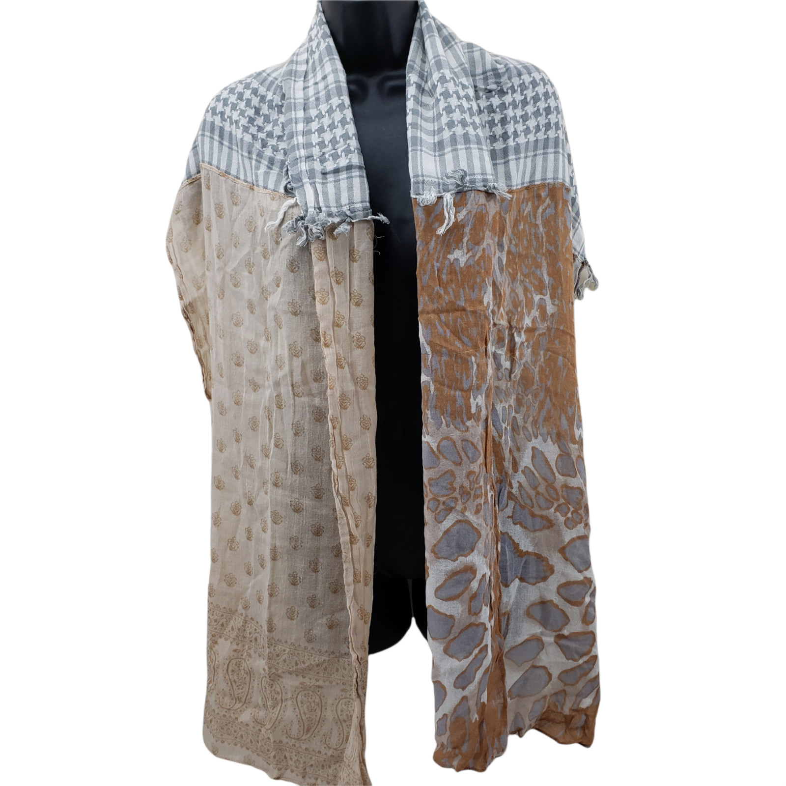 Target Women's Scarf Multicolor Patchwork Fringe … - image 4