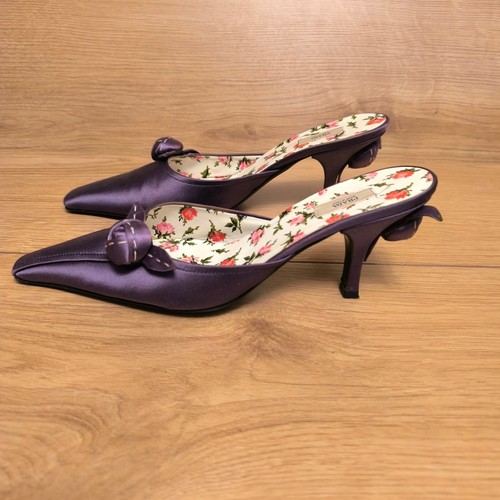 Scarpe slip on Prada 2003 Cosmopolitan tessuto viola da sera mules taglia 37EU/4UK - Foto 7 di 24