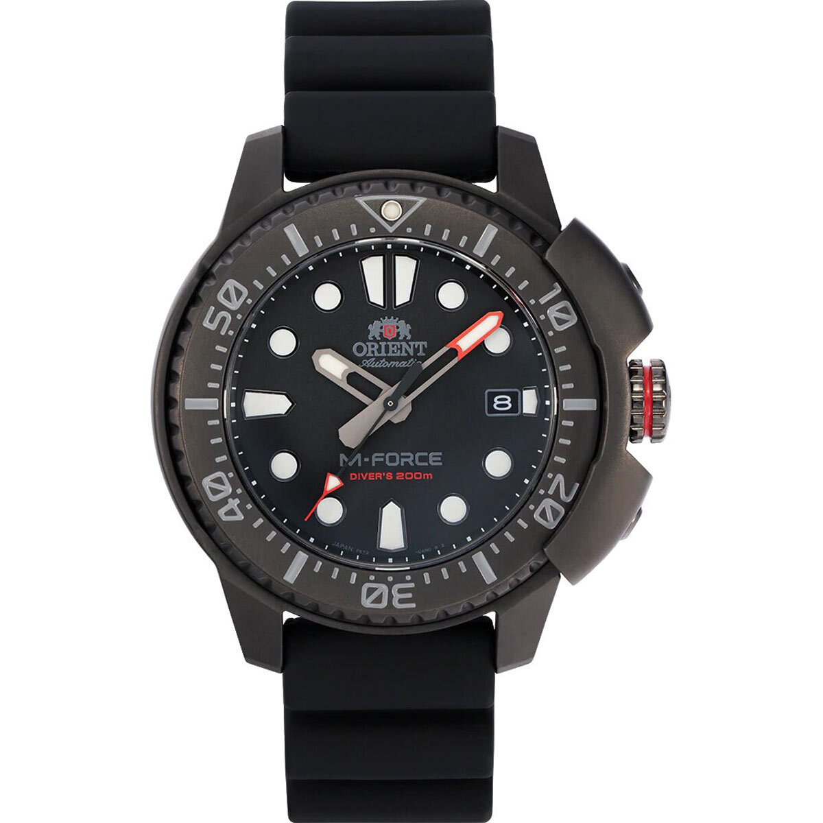 Orient Men's Watch M-Force Automatic Dive Black Dial Rubber Strap