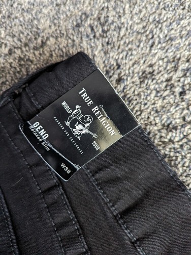 NWT True Religion Geno No Flap Jeans Size 38x33.5 Relaxed Slim Black Nice - Picture 11 of 12