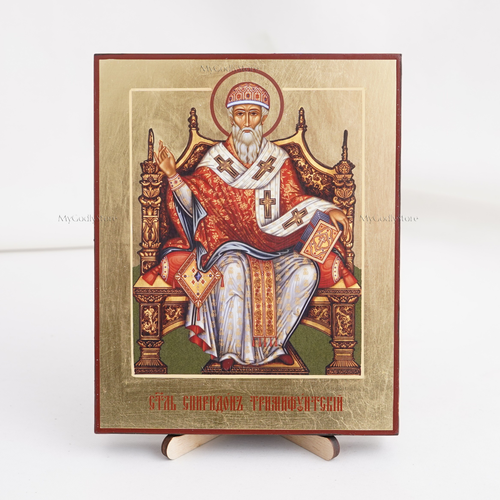 HEILIGER SPYRIDON Orthodoxe handgefertigte Ikone Икона Святой Спиридон Ручной Работы 5x6,2 Zoll - Bild 1 von 4