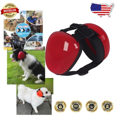 29dB NRR Dog Earmuffs - Noise Protection for Sensitive Pups, Large & Red