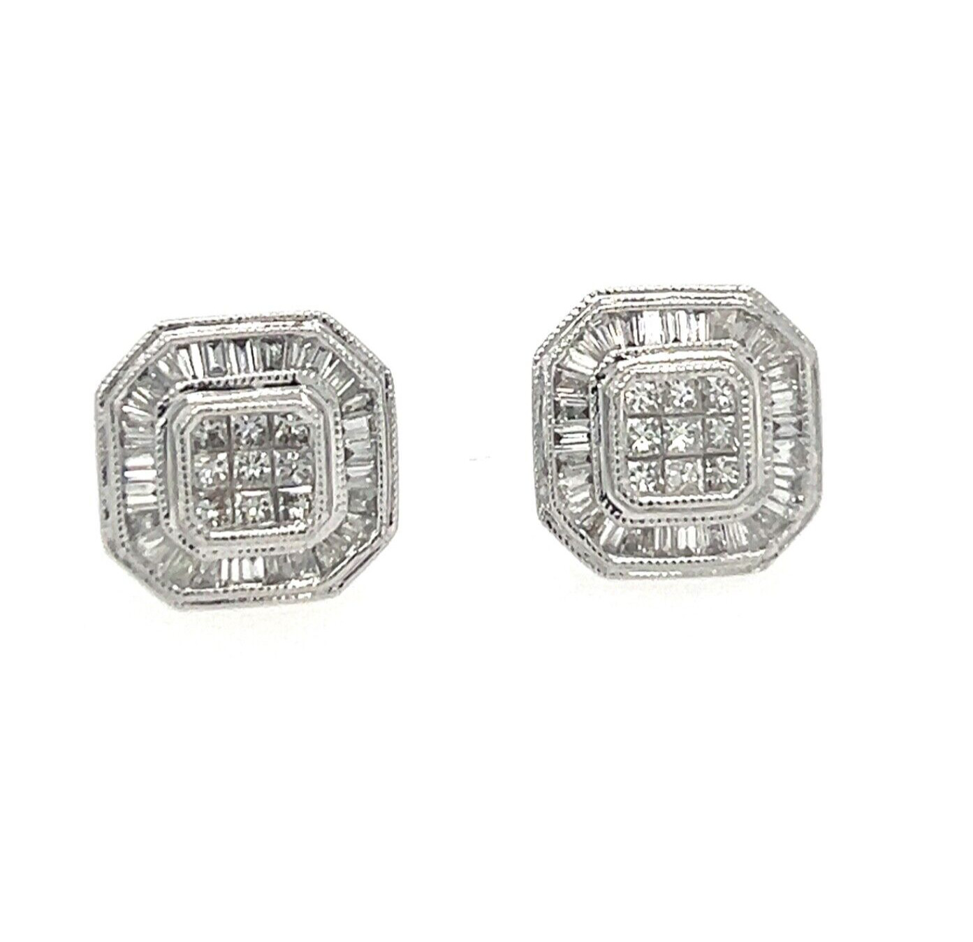 Authentic Bespoke Square Cut Diamond Earrings 0.75ct RRP $5,500*