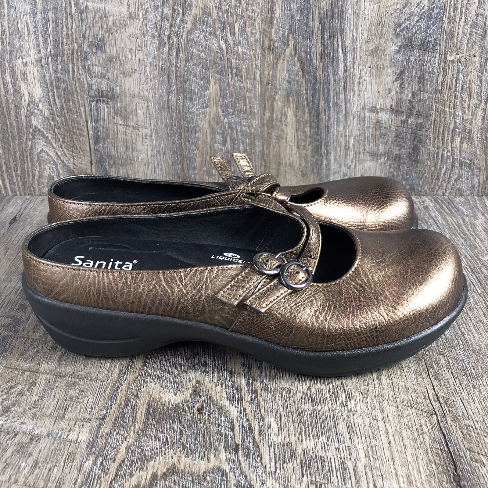 Sanita Clogs Womens 39 US Bronze Mary Jane Mules Shoes Slip On