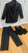 Boys Black Tuxedo Suit with Satin Lapels Size 8