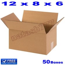 50 - 12x8x6 Cardboard Boxes Mailing Packing Shipping Moving Corrugated Carton