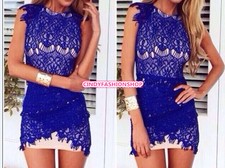 New fashion Women Sexygirl Lace Fabric Collar Dress Hem Height Cross Party Dress