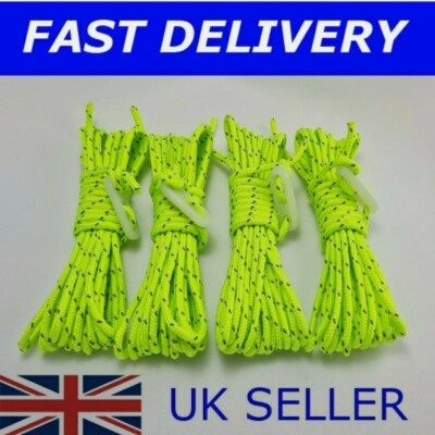  X4 REFLEKTIEREND FLUORESZIEREND 2,4M Abspannleine Seil Zelt Camping Festival Vorzelt