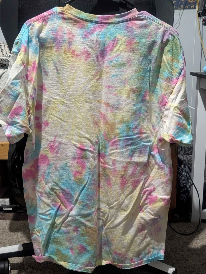 Camiseta Tie-Dye Personalizada Hecha a Mano Multicolor XL Amarillo Magenta Azul Verde Foto 2 de 2