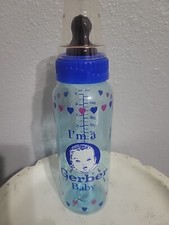 Vintage 1990 "I'm a Gerber Baby" Plastic Baby Bottle 9oz w/ Nipple, Ring Cap