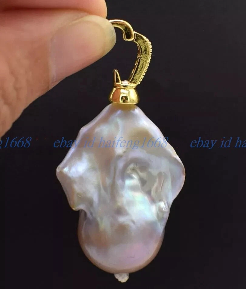 Riesige 15x20mm Lila Süßwasser Barock Perle Halskette Anhänger - Bild 1 von 4