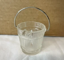 Depression Glass Bucket Ashtray Clear With Silver Handle
