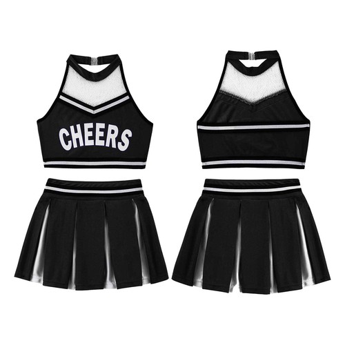 iiniim Mädchen Cheer Leader Kostüm Crop Top mit Rock Cosplay Halloween Fasching - Picture 33 of 64