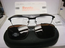 NEW Revolution Eyeglass Frame W/ Magnet sun shade RCF 203 BRGB 53-17-136 w/case 