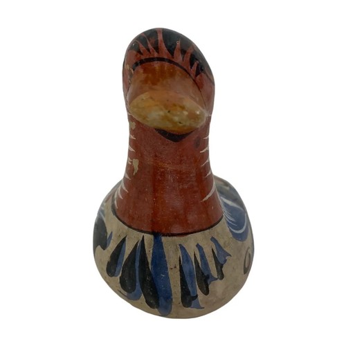 Estatuilla de pájaro de arte popular mexicano de cerámica pintada a mano de 4" firmada México - Imagen 2 de 9