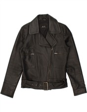 Joy Womens Leather Jacket Uk 10 Small Black Leather Bo08