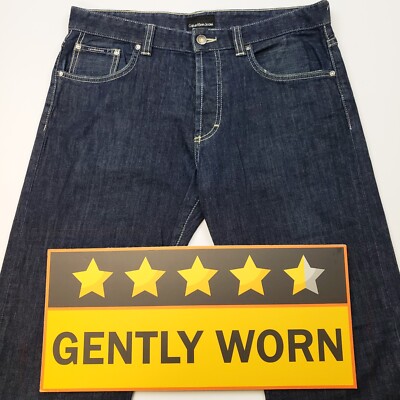 Calvin Klein Jeans Stretch Mid Rise W33 L30 Damen Blau Regular Flared SEHR GUT