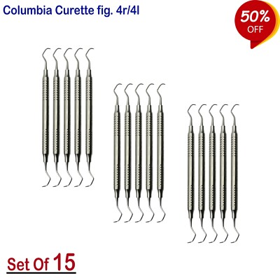 SET OF 15 COLUMBIA UNIVERSAL CURETTE DENTAL PERIODONTAL CURETTES DENTISTRY 4R/4L