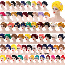 Auto Gele Headtie Hijab Braid Turban Chemo Cap African Bonnet Head Wrap Scarf