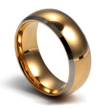 Tungsten Carbide Men's 8MM Comfort Fit Classical Gold Wedding Band Ring M108