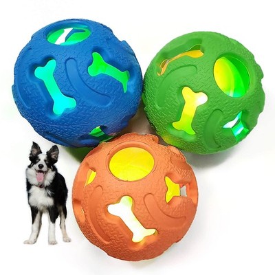 Leejec Dog Toys, 2.5'' Interactive Light up 2.5 inch, Orange, Green, Blue