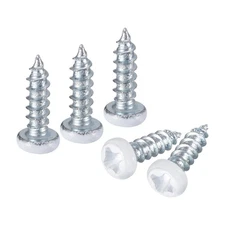 50Pcs #3 x 3/8"White Phillips Pan Head Self Tapping Screws, Silver Blue