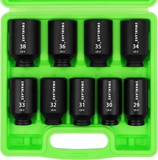 SWANLAKE 9PCS 1/2" Metric Impact Socket Set, Spindle Axle Nut METRIC 