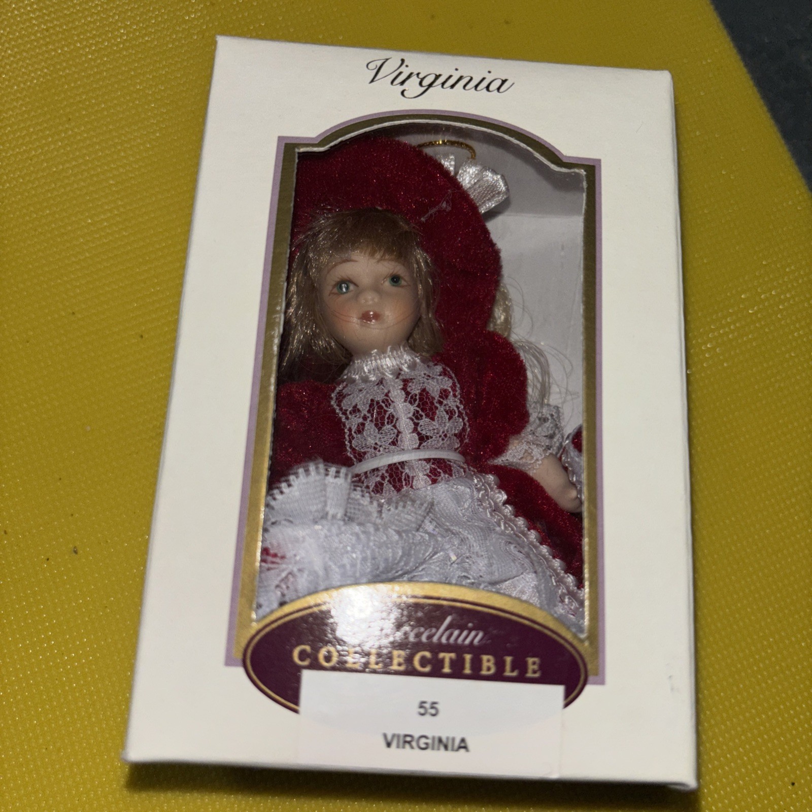 2003 Porcelain Doll Ornament 5'' Handcrafted Collectible,  DG Creations