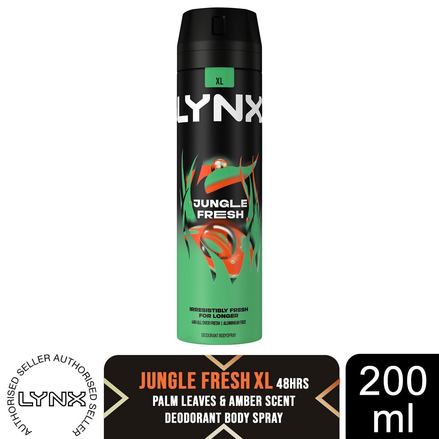 Lynx Jungle Fresh XL Body Spray 200ml Mens Deodorant 48H Odour Protection
