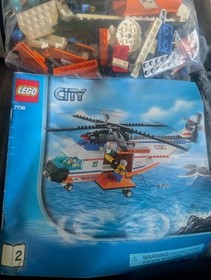 2008 Lego City 7738 CG Helicopter Life Raft 3 Minifigures #2 Manual 90% complete