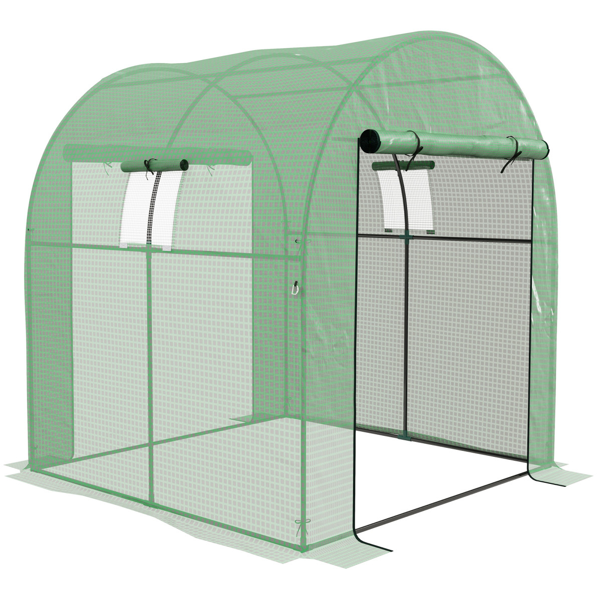 Outsunny 1.8x1.8x2m Polytunnel Greenhouse - Green - Steel Frame - UV-Resistant PE Cover - Image 2