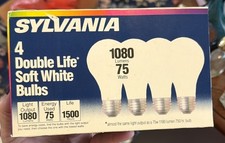 Vintage Sylvania 4 Soft White 75W Double Life Light Bulbs Sealed Made USA