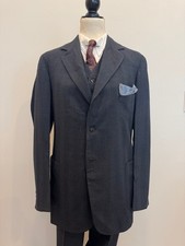 Dated 1930 VTG Men's 1920s 30s 3pc Blue Herringbone Sack Suit 38R 37R 30x30