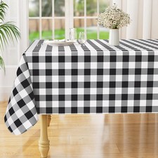 misaya Rectangle Waterproof Vinyl Table Cloth, Buffalo Flannel Backed Tablecl...