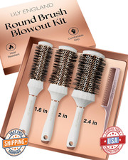 Lily England 4pc Professional Round Hair Brush Set for Blow Drying Styling