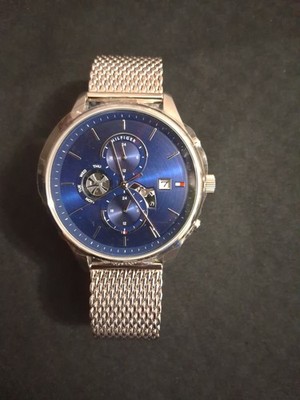 Tommy Hilfiger Men's Blue Dial Mesh Stainless Steel Watch TH.129.1.14.3395 NWOT