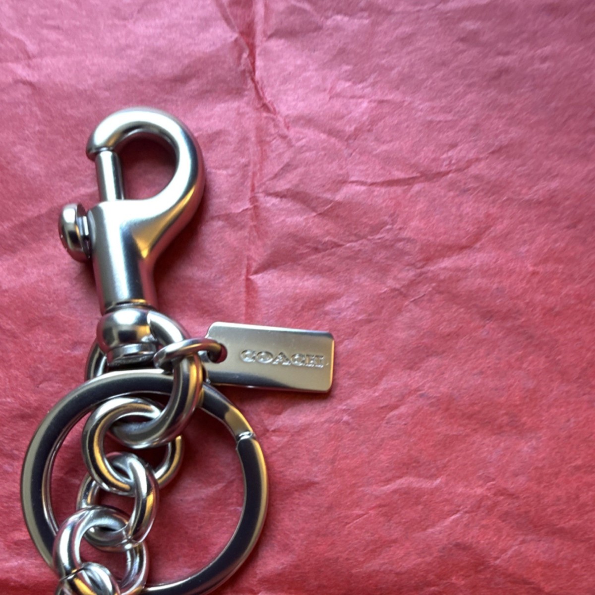 Coach Women's Key Chain Snap Hook Screwdriver Charm Logo Silver