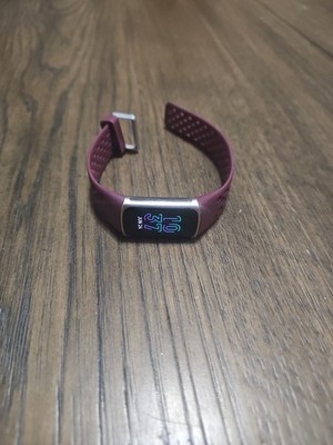 Fitbit Charge 5 Activity Tracker - Platinum Stainless Steel - Raspberry Band