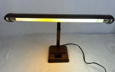 Vintage Underwriters Laboratories Gooseneck Desk Lamp Brown MCM 19''